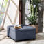 Repose-pieds, rangement capitonné à boutons bleu marine avec couvercle à fermeture en douceur & amp; Pieds en bois massif, 29,5 x 29,5 x 16 | Bois | Brun foncé-422538404
