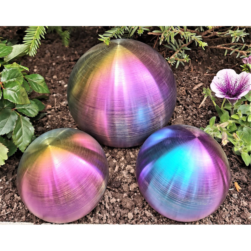 Daynesha Stainless Steel Gazing Ball, Turquoise/Purple/Yellow matt 