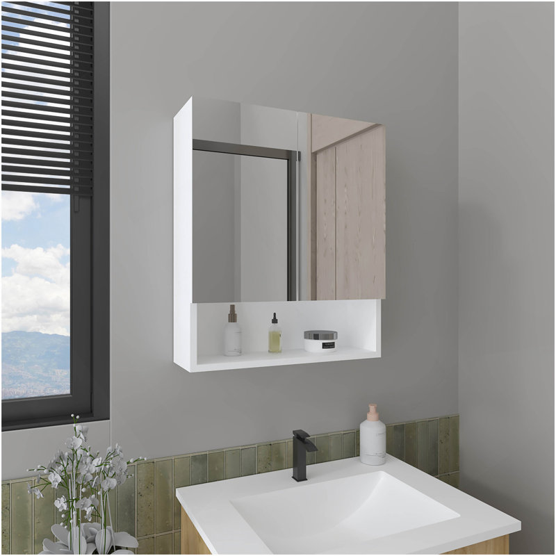 Pharmacie, 2 portes, 3 tablettes, 1 miroir