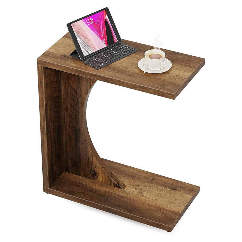 Petite table d'appoint en forme de C, table de bout polyvalente et table de chevet pour le salon et la chambre à coucher