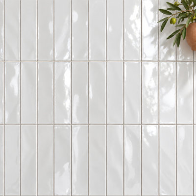 Vetri White Glossy 3x12 Ceramic Subway Wall Tile Handmade Look