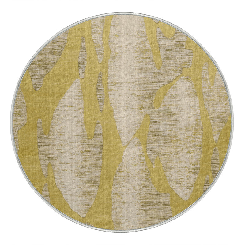 Tapis beige lavable à la machine, Rond 7 pi