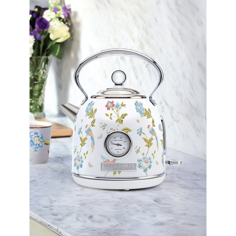 Laura Ashley 1.7L Electric Tea Kettle & 2 Slice Toaster, Elveden White
