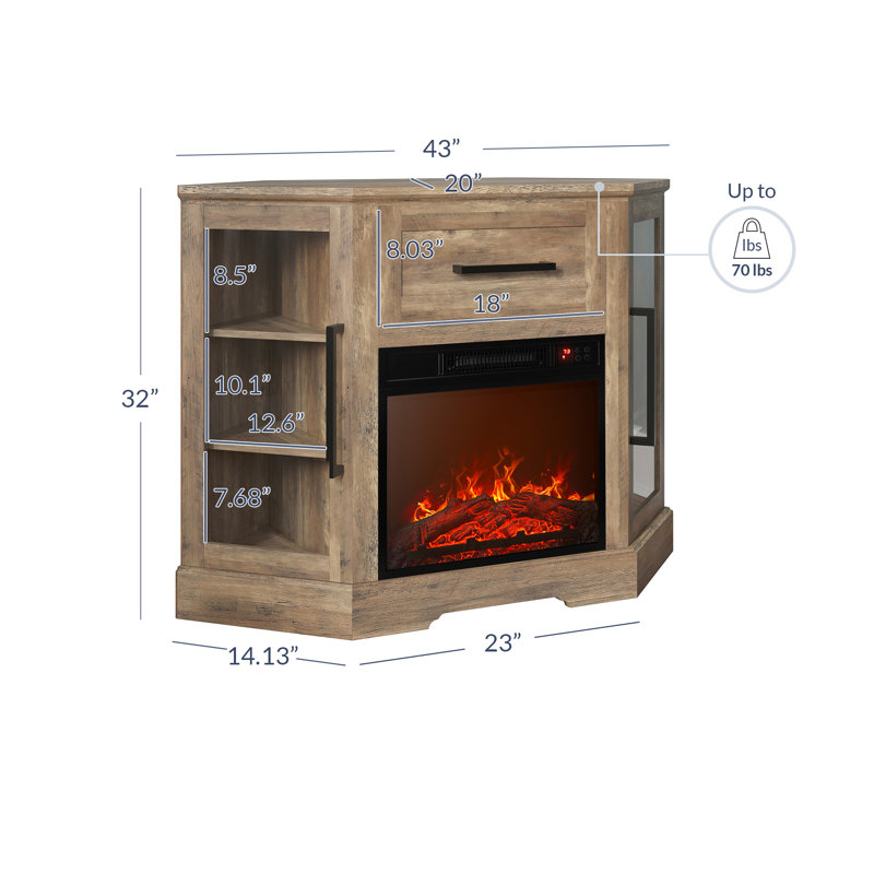 Lakeisha TV Stand for to 43" with Electric Fireplace Included, Oak