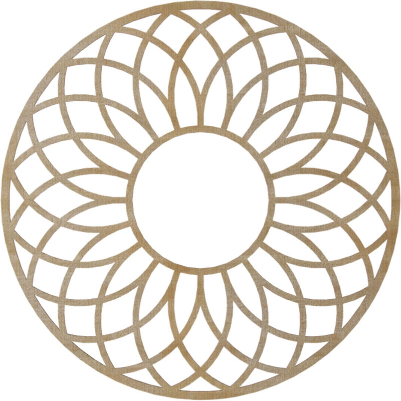 Médaillon de plafond en bois ajouré Cannes, Noyer blanc, H 32 po x l 32 po x P 0,25 po