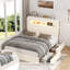 Upholstered Bed Frame, Storage Bed with LED and Charging Station-1031401696-1030962291