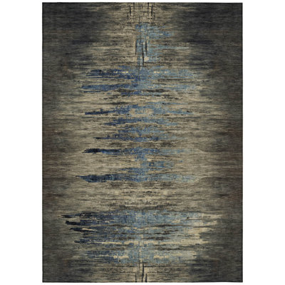 3' X 5' Coffee Abstract Washable Indoor Outdoor Area Rug