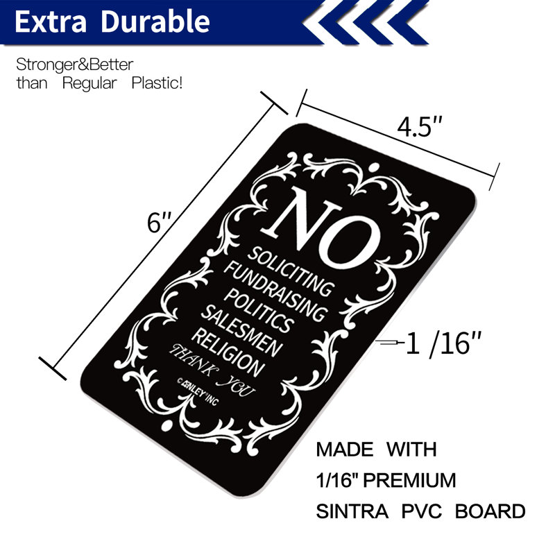 Inbox Zero No Soliciting Sign for Home and Business, Do Not Ring The Bell Sign 6" x 4.5"