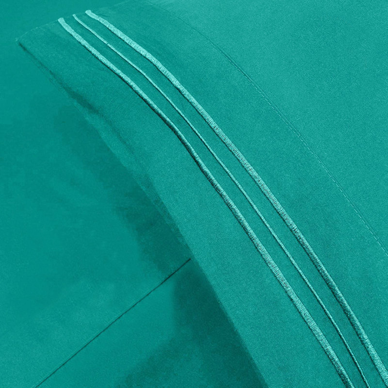 Ensemble de draps-housse en microfibre / polyester , Simple, Sarcelle