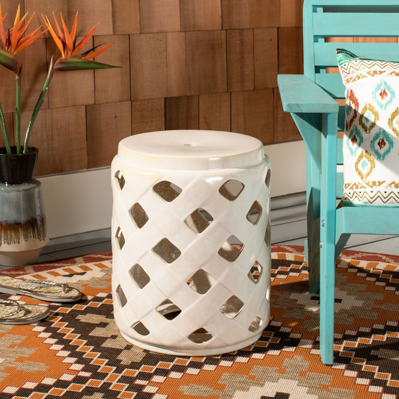 Tabouret de jardin en céramique Caron, Crème