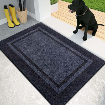 24" X 36", Non-Slip Machine Washable Entryway Rug, Entrance Mat, Indoor Front Door Mat, Super Absorbent Entry Rug For Muddy Shoes & Paws, Bluish Grey & Charcoal