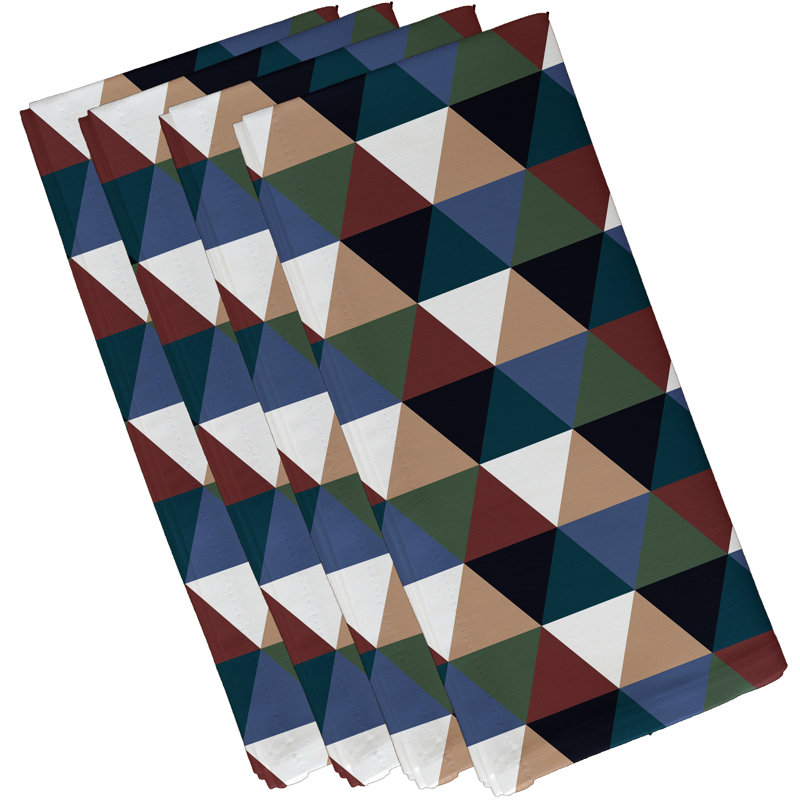 Mata Polyester Geometric Square Napkin, 18" W x 18" L, Rust / Blue