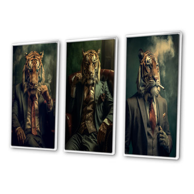 " Stylish Lion In Suit Smoking " 3 - Pieces