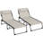 Folding Chaise Lounge Set With 5-Level Reclining Back, Outdoor Lounge Tanning Chair With Padded Seat, Side Pocket & Headrest-896381888-896381889