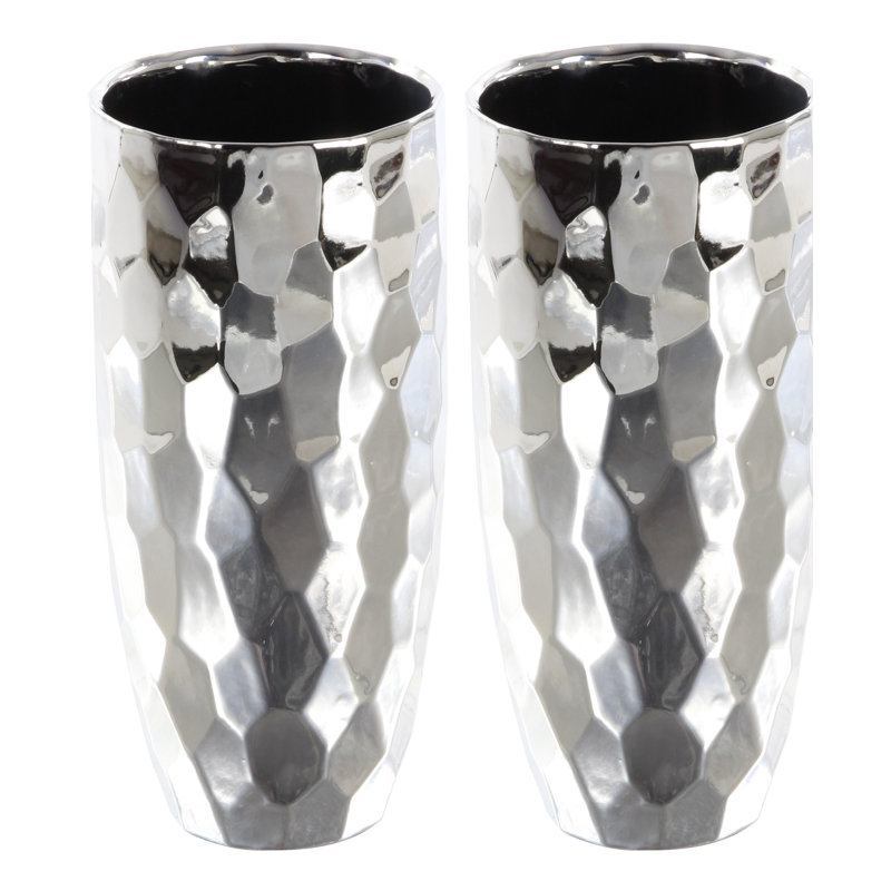Ensemble de vases de table en grès, H 10 po x l 4 po x P 4 po, Argent