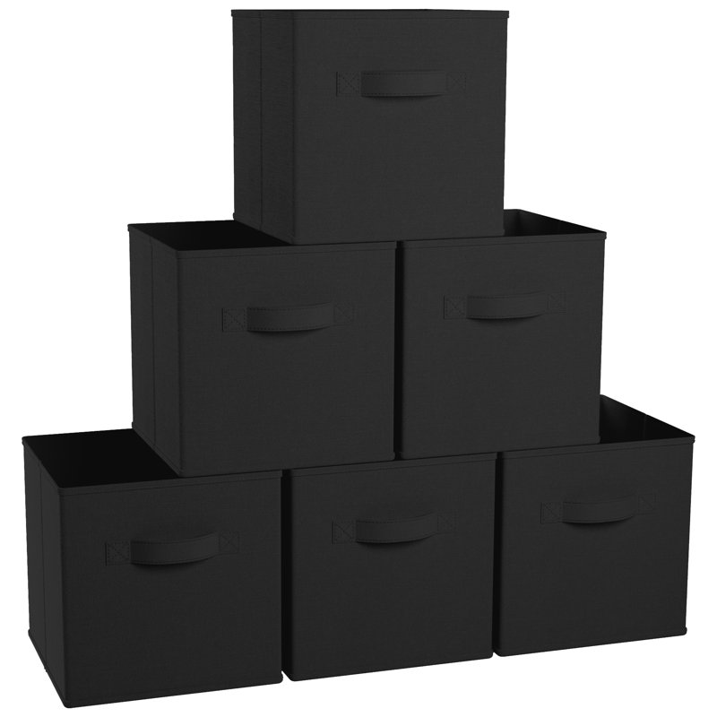 Ensemble de bacs en carton pliables en tissu, H 11 po x l 11 po x P 11 po, Noir