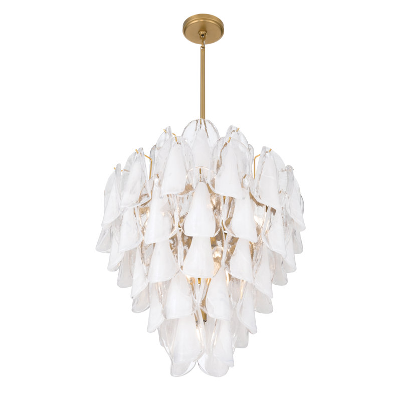 Luminaire suspendu 22,5 po Verla Crest, Transparent/blanc