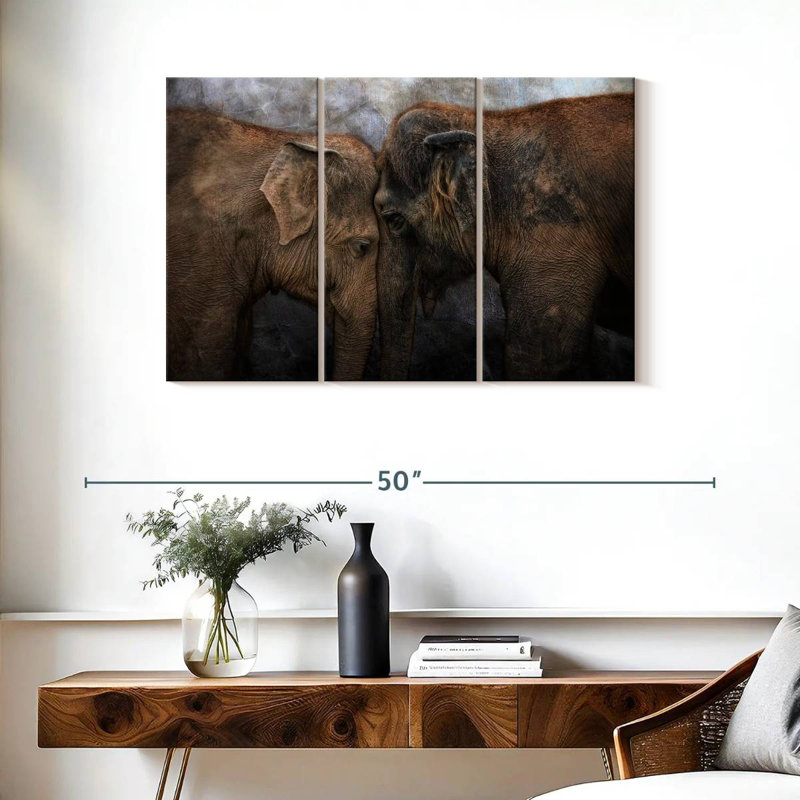 Brampt Elephant Young Love, 24" H x 38" W