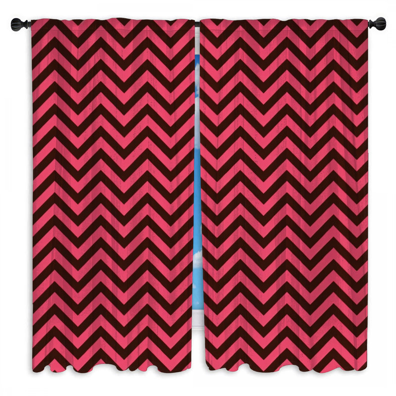 Rideaux obscurcissant rose et noir à motif de chevrons obscurcissant - 2 panneaux, 80in x 52in - 2 panels, Room Darkening