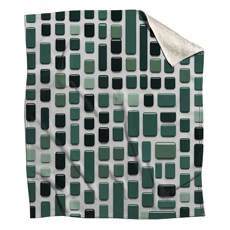 Couvertures vertes à carreaux rectangulaires, 50in W x 60in H