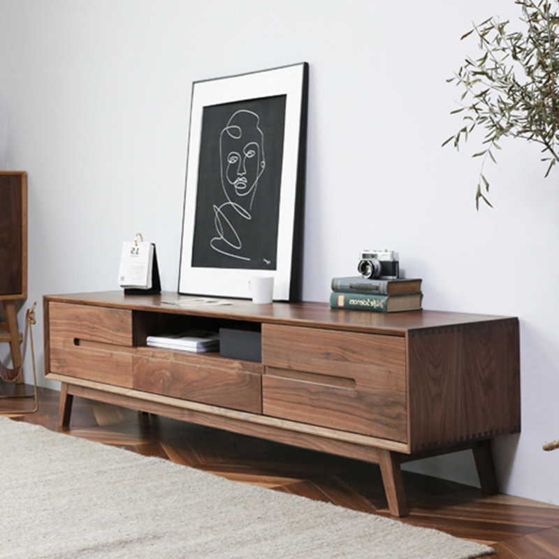 Modern simple pure solid wood TV cabinet, 62.99"