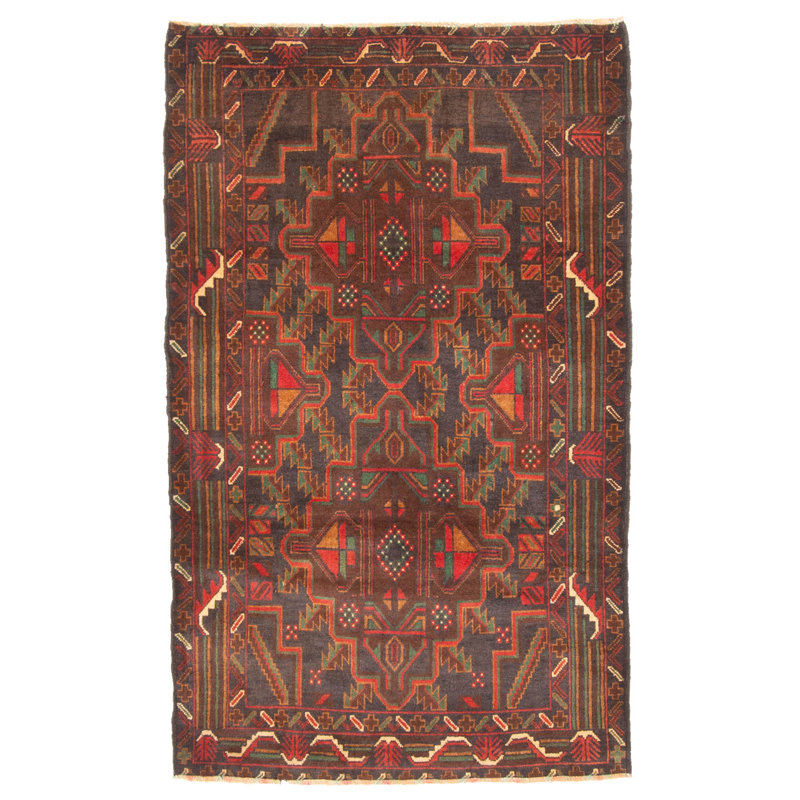 Tapis bleu marine Teimani 3 pi 1 po x 5 pi 1 po