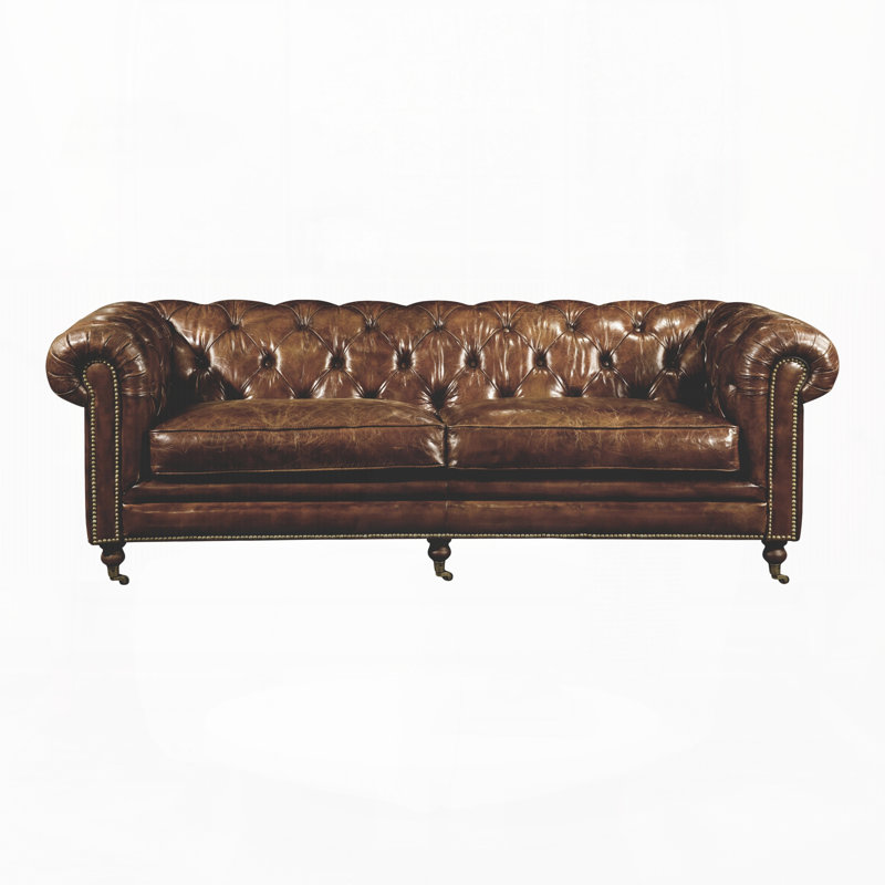 Canapé moderne en similicuir, L 87 po, Brown Faux Leather