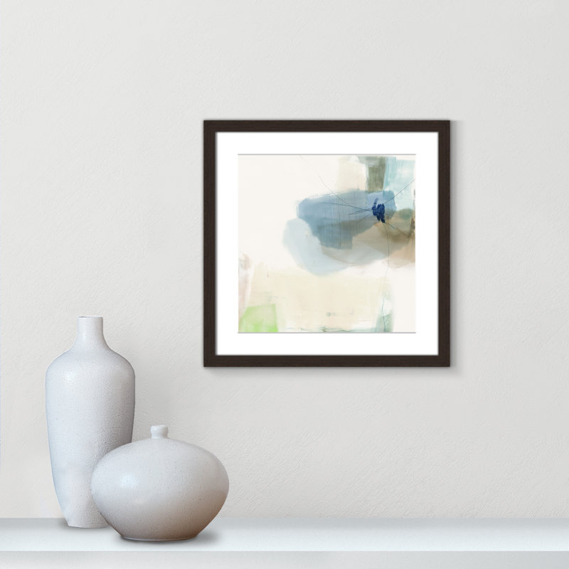 «Aquamarine Whispers I Print» par Casa Fine Arts, Papier avec cadre photo noyer, Oui, H 17 po x l 17 po x P 1,25 po