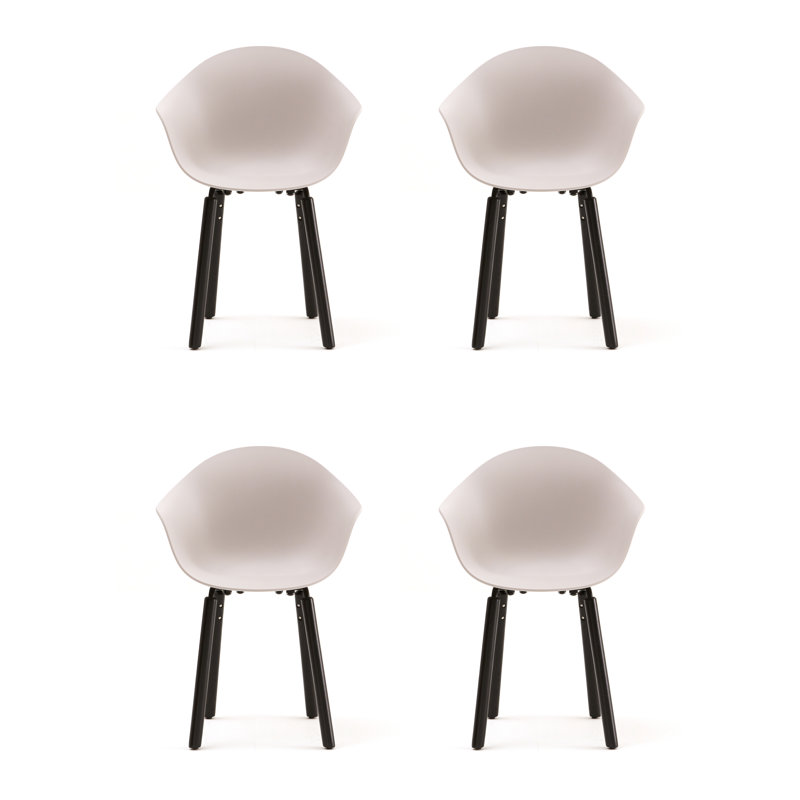 Fauteuil TA (ensemble de 4), Gris froid / noir