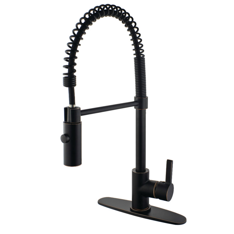 Kingston Brass Continental Single-Handle 1-Hole Deck Mount Pre-Rinse Kitchen Faucet, Naples Bronze