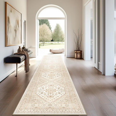 Tapis lavable antidérapant Medallion (crème)