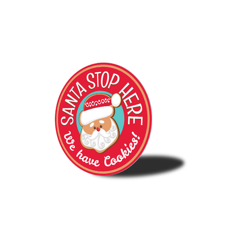 Enseigne de père Noël avec biscuits en aluminium, H 18 po x l 18 po x P 0,06 po