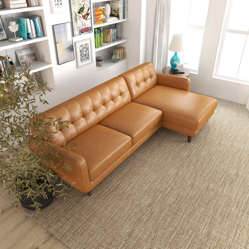 Canapé modulaire en cuir brun clair Allison