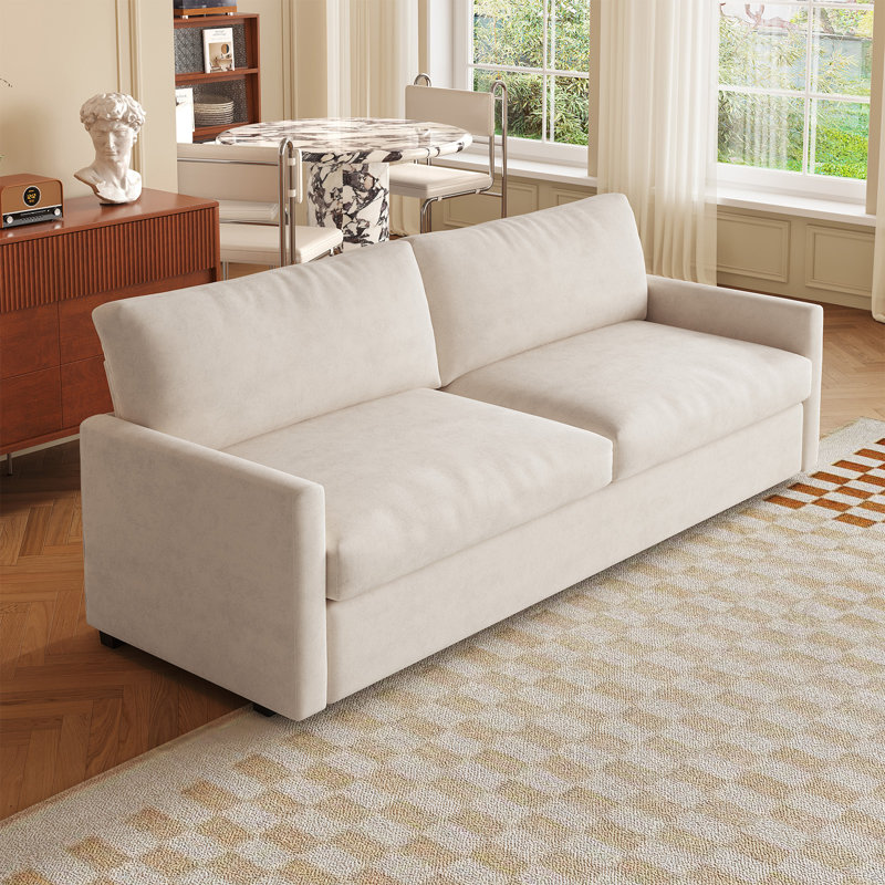 75" Small Loveseat Sofa,Cream White Comfy 2-Seater Sofa,Upholstered Couch For Small Spaces, White