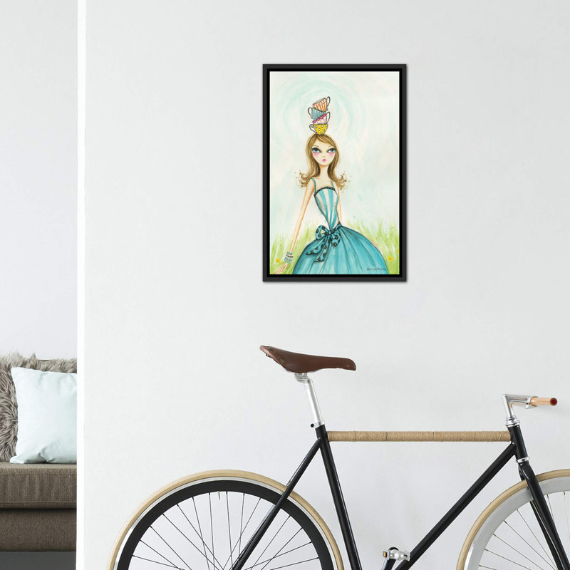 Art de noël à thé, H 26 po x l 18 po x P 1,5 po, Toile avec cadre noir