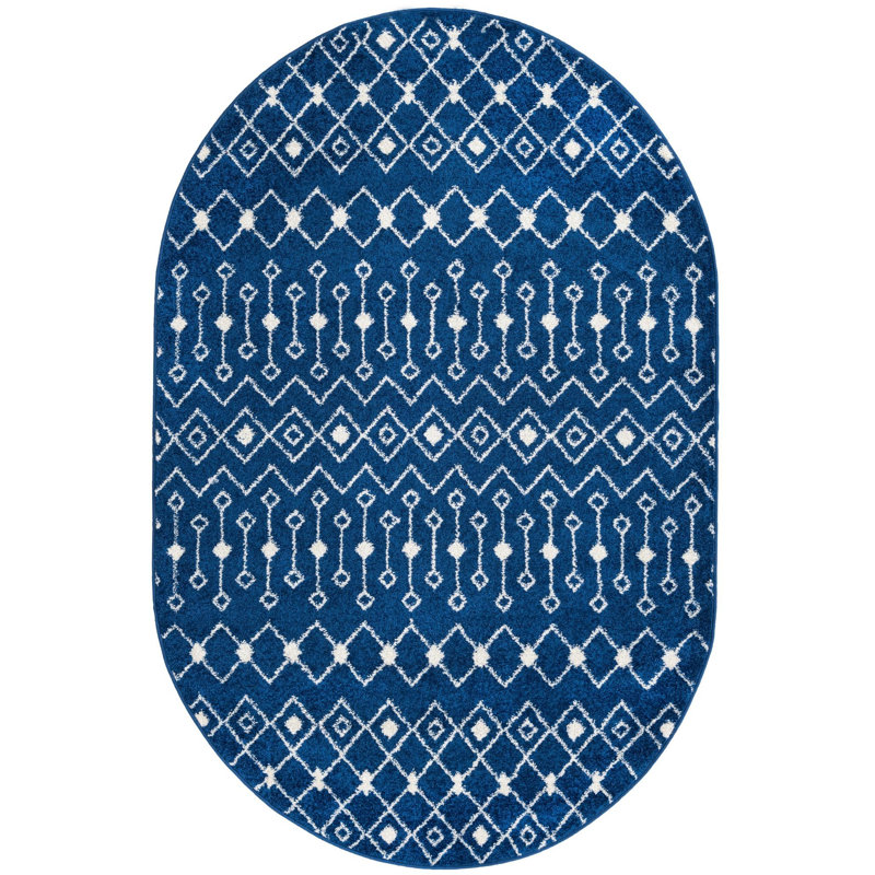 Geometric Indoor Rug, Oval 5'3" x 8'