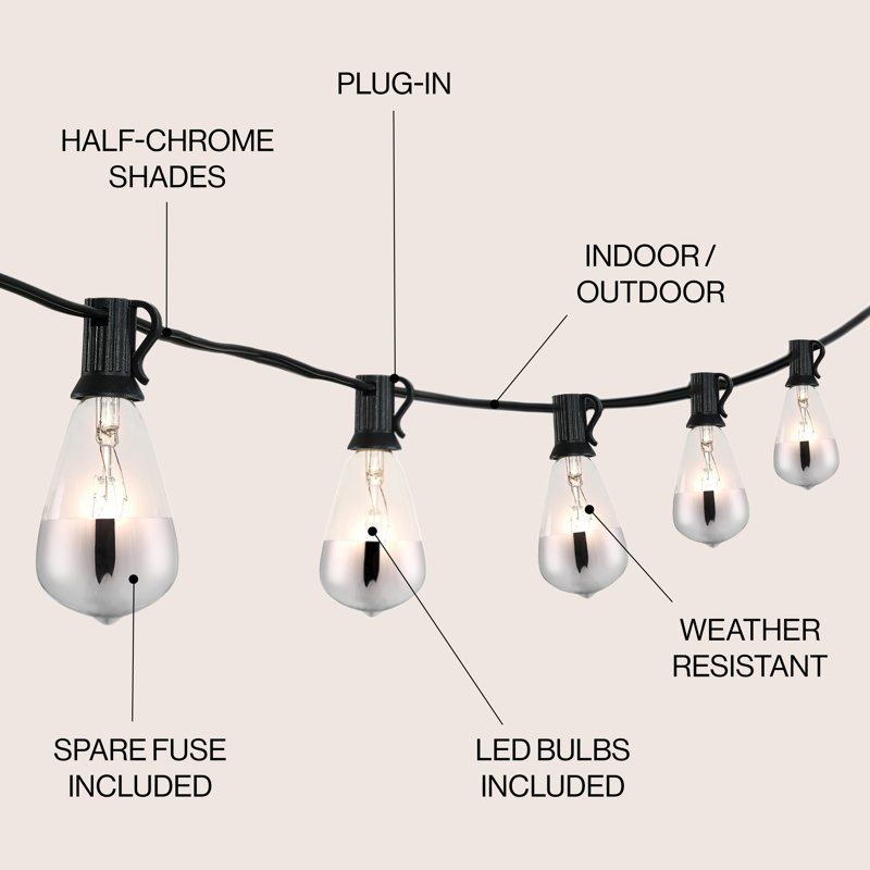 Outdoor 10 - Bulb 120'' Plug-in String Light, Black