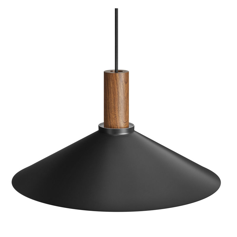 Emblem 1 - Light Pendant, Black, 9" H x 18" W x 18" D, Walnut