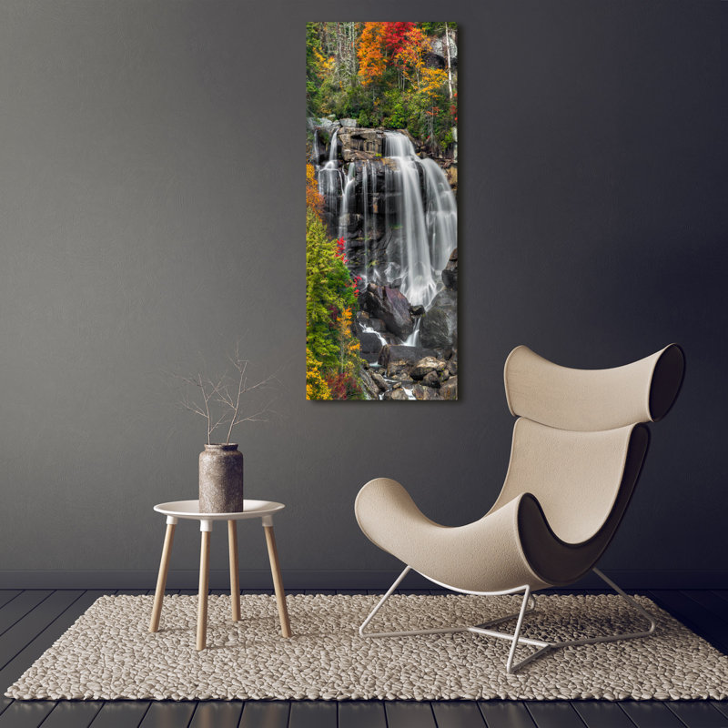 Waterfall In Autumn - Wrapped Canvas Print