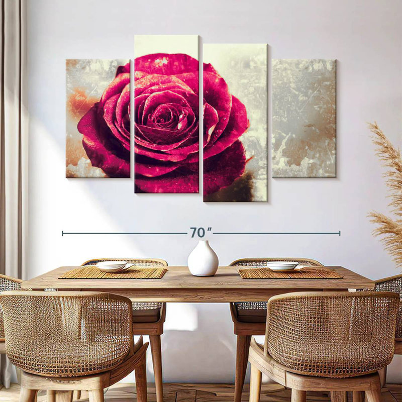 Harnek Textured Grunge Rose, 42" H x 68" W