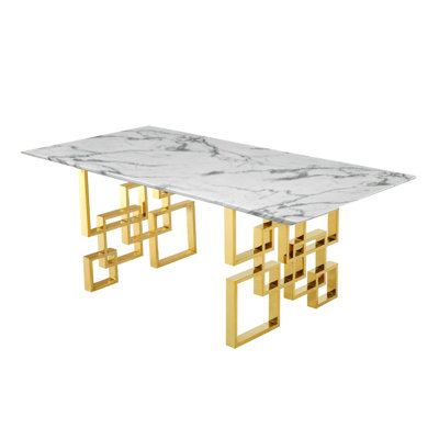 Dexter Faux Marble Dining Table With Metal Base