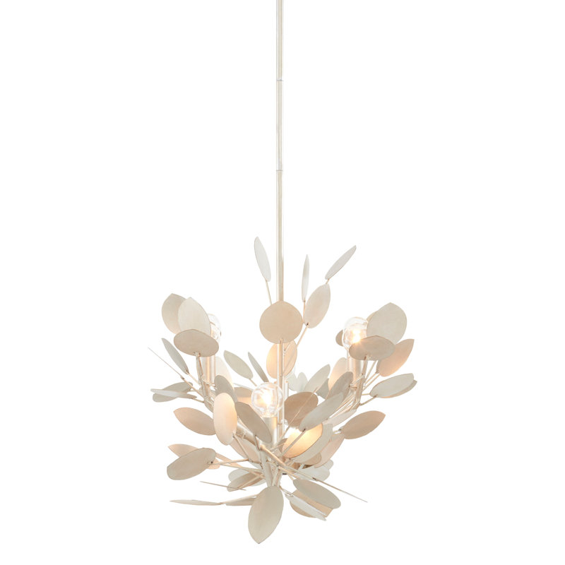 Lunaria 6 - Light Chandelier, Contemporary Silver Leaf