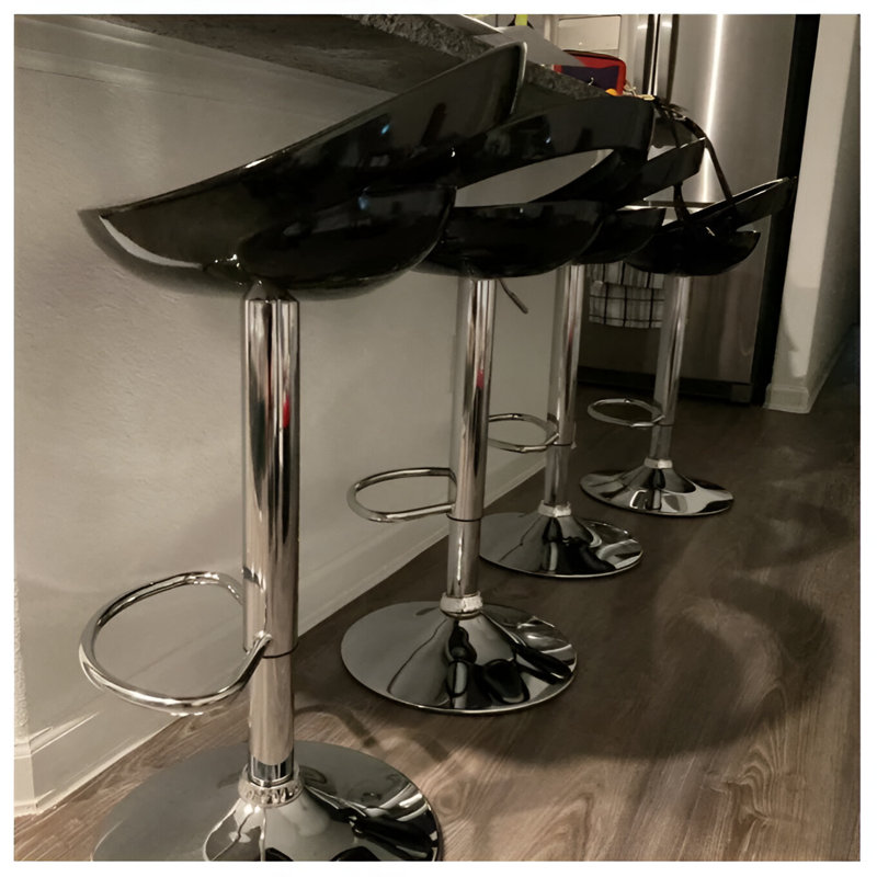 Swivel Adjustable Height Counter Stool with Metal Frame, Black