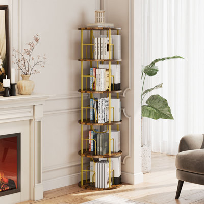 360° Rotating Bookcase, Storage And Display Spinning Corner Bookshelf For Home Office And Living Room