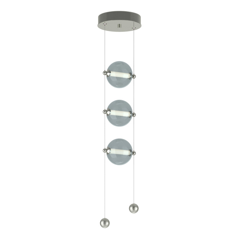 Luminaire suspendu en forme de globe à DEL 3 lumières Abacus, Gris froid, Argenté