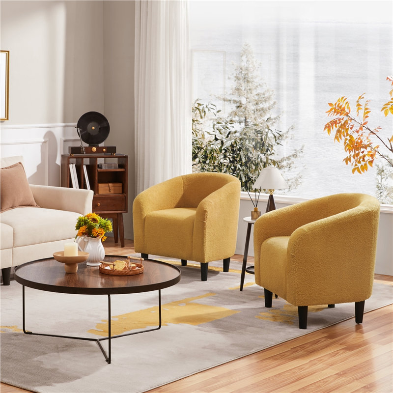 Fauteuil demi-tonneau 25,5 po, Jaune moutarde