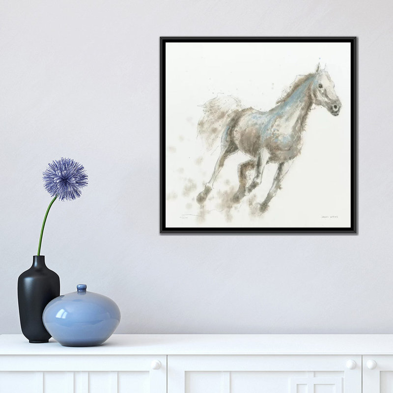 «Stallion I», reproduction d'art sur toile tendue, H 18 po x l 18 po x P 1,5 po, Toile encadrée noire, Pas de tapis