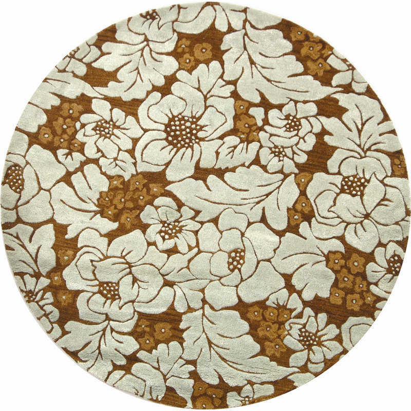 Soho Hand Tufted Wool & Viscose Floral Rug, Round 6'
