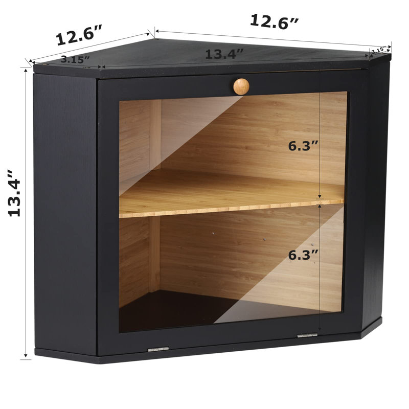 Double Layer Large Capacity Buchanan Corner Bread Box Suitable For Kitchen Countertop, Food Storage Room, Black