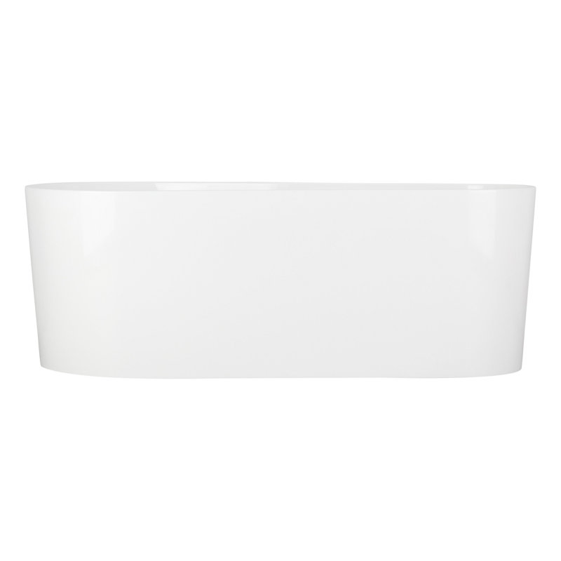 Dellway 66" Free Standing Acrylic Soaking Tub with Right Drain, Drain Assembly, and Overflow, Right